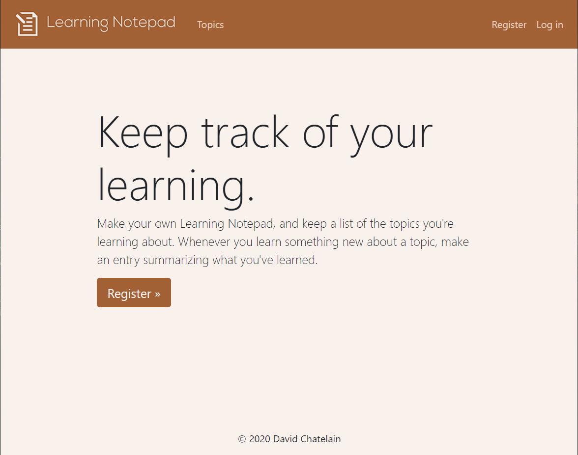 Home page of Learning Notepad website